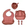6pcs Baby Bowl & DishwareChildren's Silicone Dish Suction Cup Bowl Spoon Placemat Set Cartoon Tableware 5