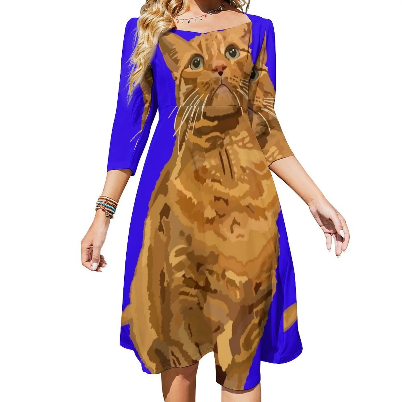 

Женское платье с расклешенной юбкой, на лето