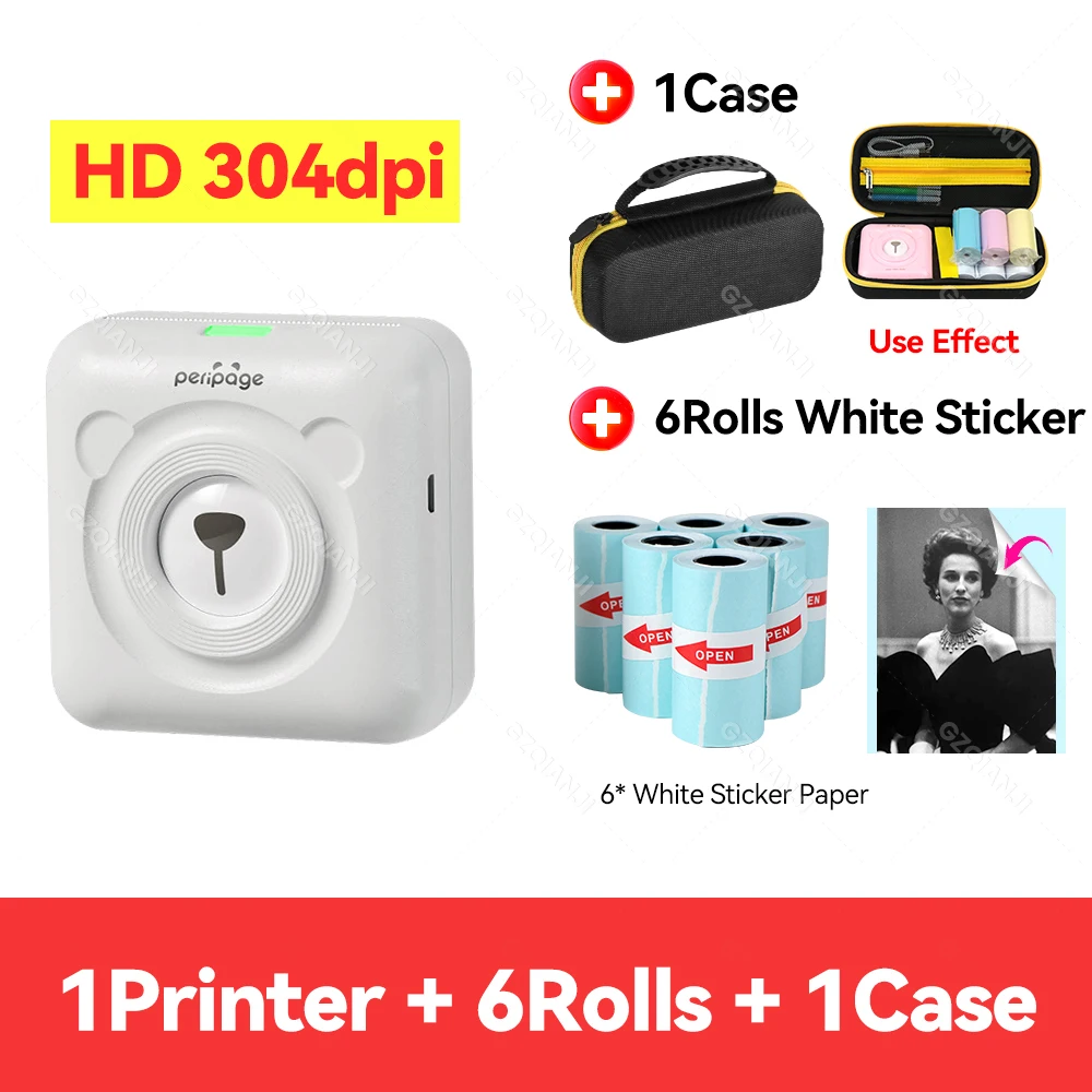 Original Peripage 304dpi Mini Pocket Printer Bluetooth A6