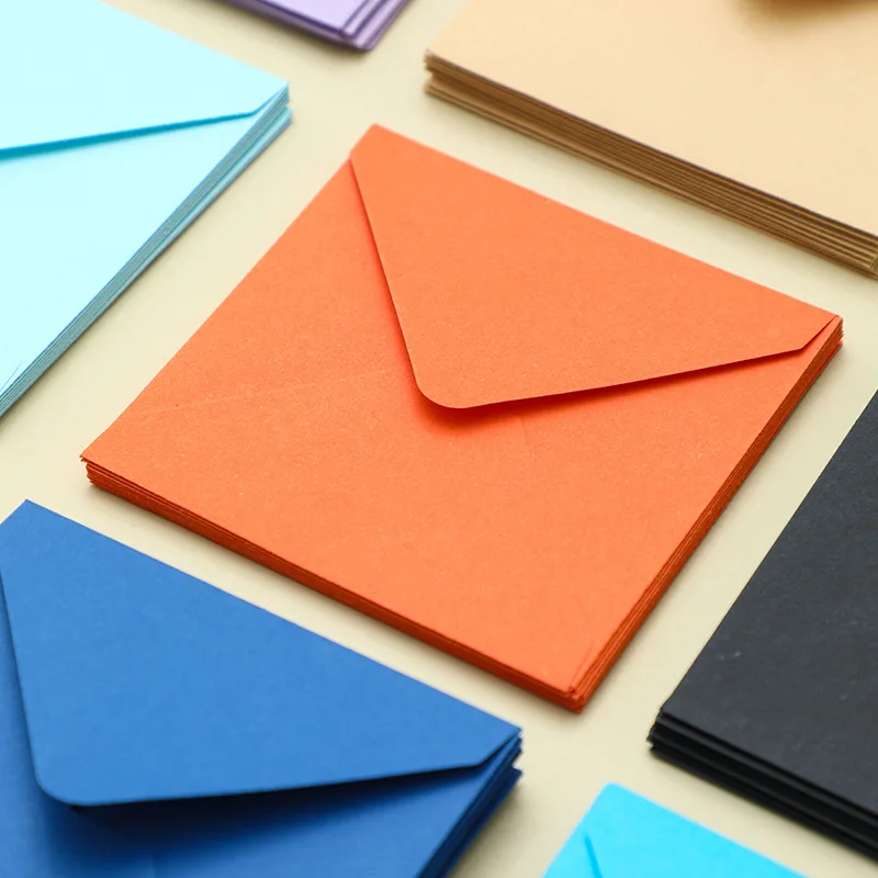 50pcs/lot 16x16cm Envelope Small Business Supplies 120g Paper Invitations Postcards Letters Bag Wedding Stationery Storage