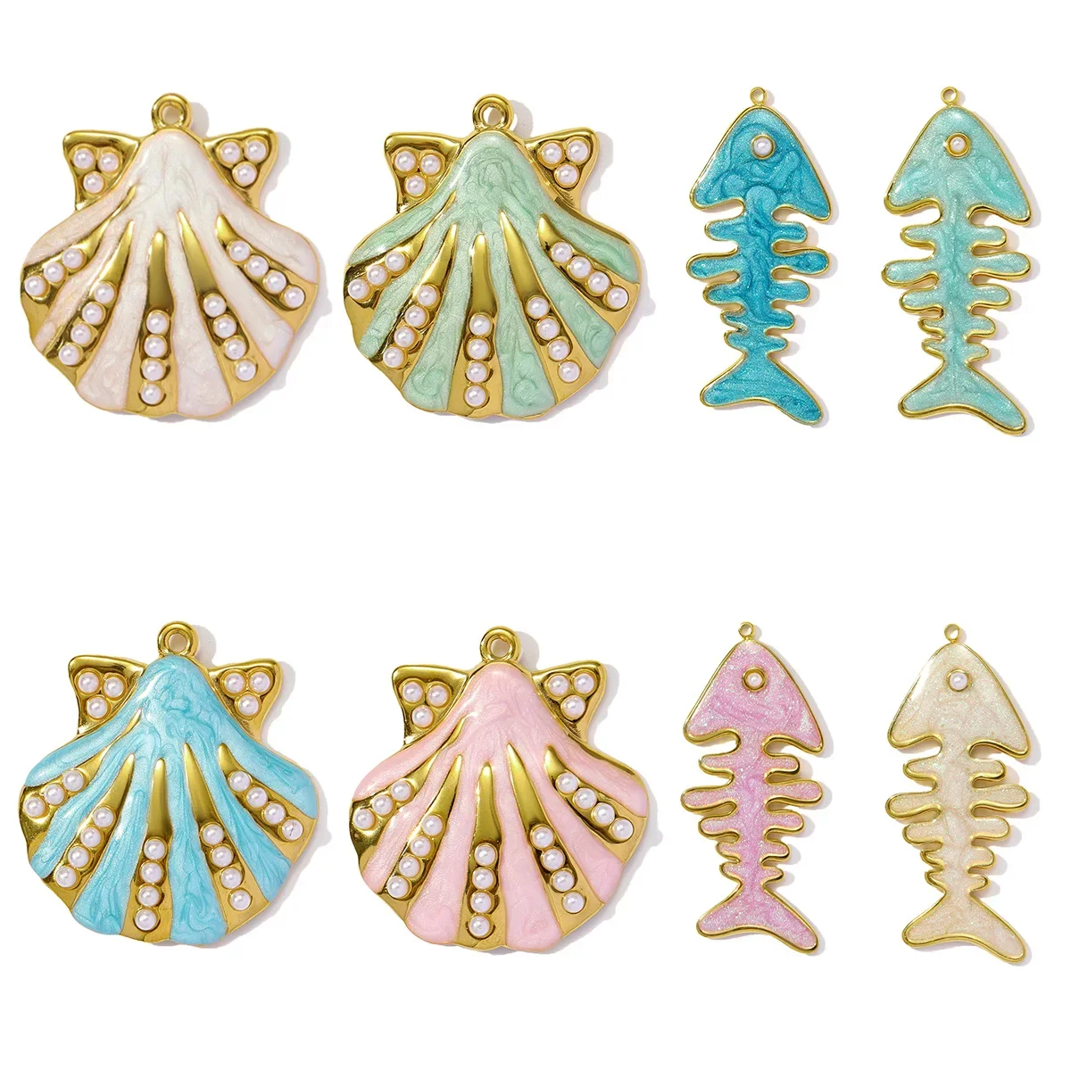 3pcs/Lot Wholesale Stainless Steel Enamel Sea Pearl Shell Diy Earring ...