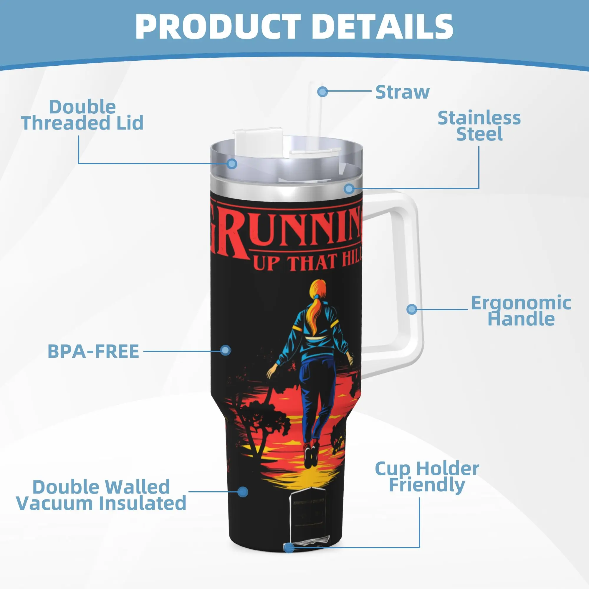 40oz Stainless Steel Tumbler with Straw - American TV Series Inspired Design