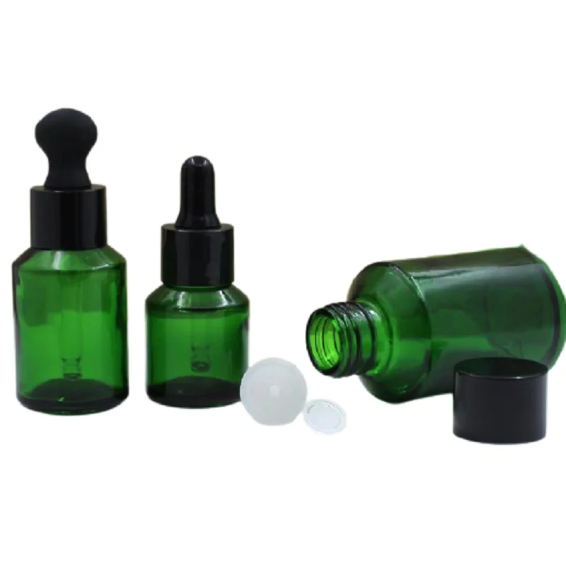 

Empty Glass Dropper Bottle Green Oblique Serum Drop Pipette Bottle Flat Rubber Head 15ml 30ml Essential Oil Dropper Bottle 10pcs