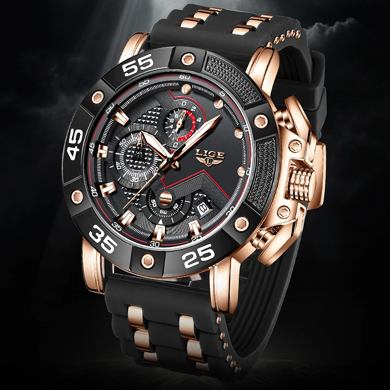 LIGE New Mens Watches Fashion Business Watch Men Military Waterproof Big Dial Watch For Men Quartz Chronograph Male Reloj Hombre