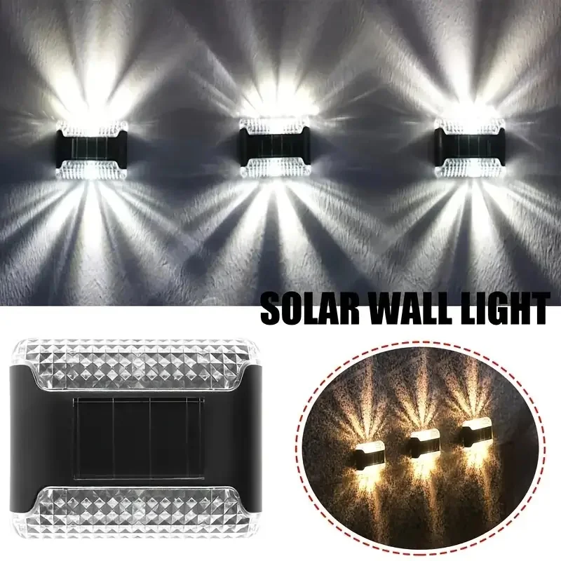 1/2/4pcs Solar Up And Down Wall Lights Outdoor Waterproof LED Step Light Garden Lawn Courtyard Pathway Decoration Fence Lights