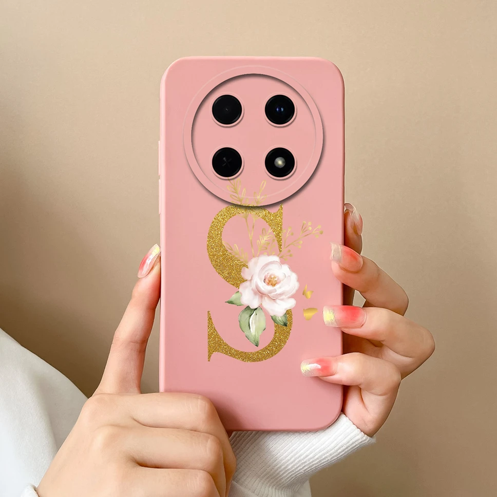 Elegant Floral Letter Design Soft Silicone Protective Phone Case Cover