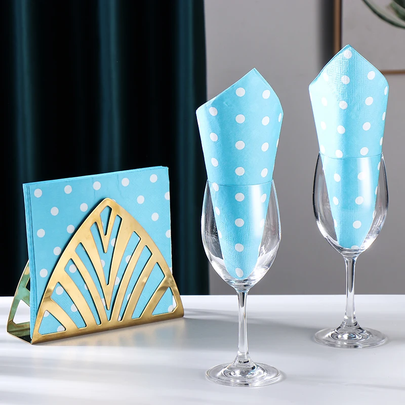 20pcs/Pac 33*33cm 2-Ply Colourful Printed Napkins Six Colour Polka Dot Folded Napkins All Party Placemats