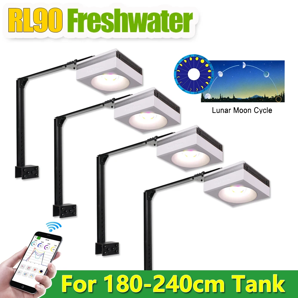 

PopBloom-WiFi RL90 Freshwater LED Aquarium Lamp,Aquarium Aquatic Plants Lighting for Aquatic Planted Fish Tank Light,180-240cm