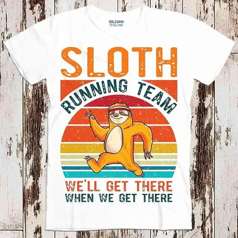 

Sloth Running Team Sport GYM Best Seller T Shirt Music Retro Top Tee Gift Cool Unisex 8622