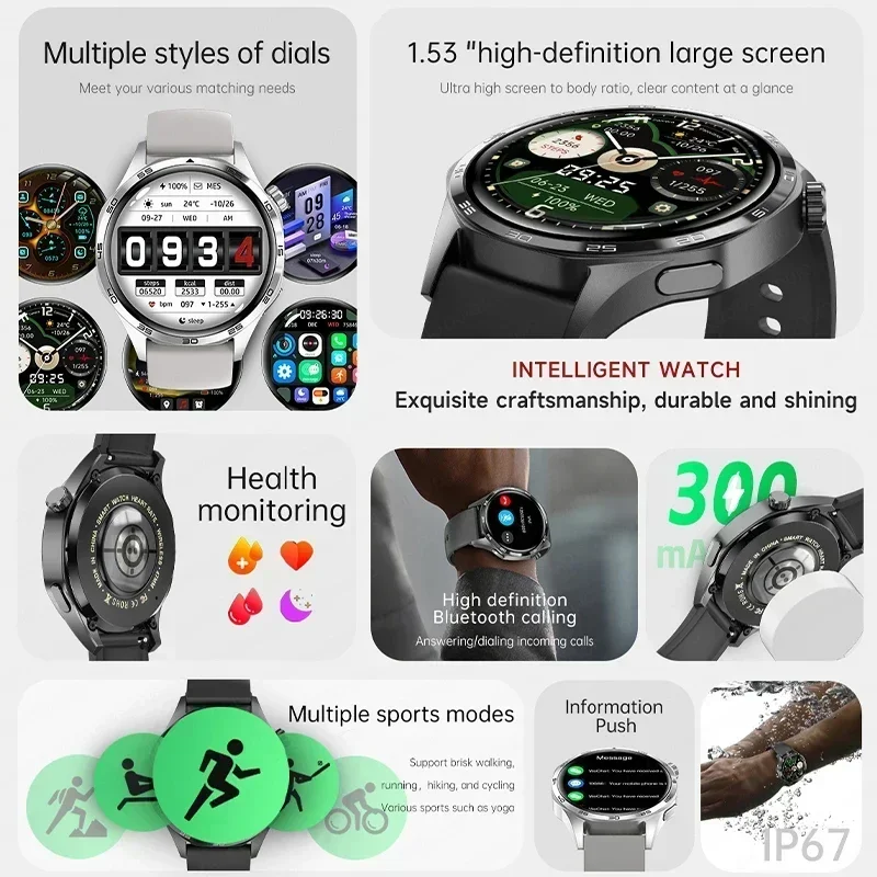 2025 GT5 PRO Smart Watch Men For HUAWEI Watch 5 Pro AMOLED HD Screen Bluetooth Call GPS Trajectory NFC Compass SmartWatches New 4