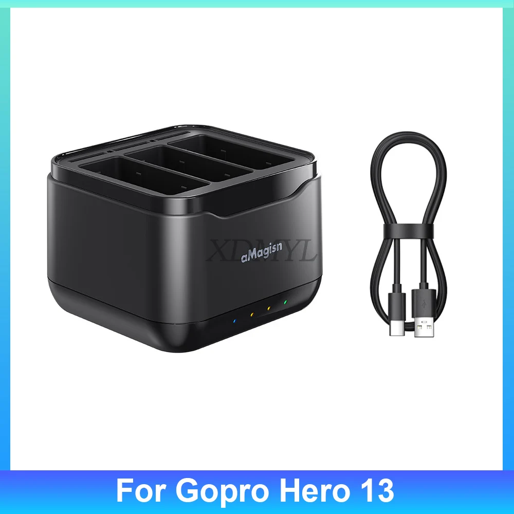 Battery Charger Hub For GoPro 13 3 Slots Charging Box Charging Dock Manager Charger Stand For GoPro Hero 13 Camera Accessories
