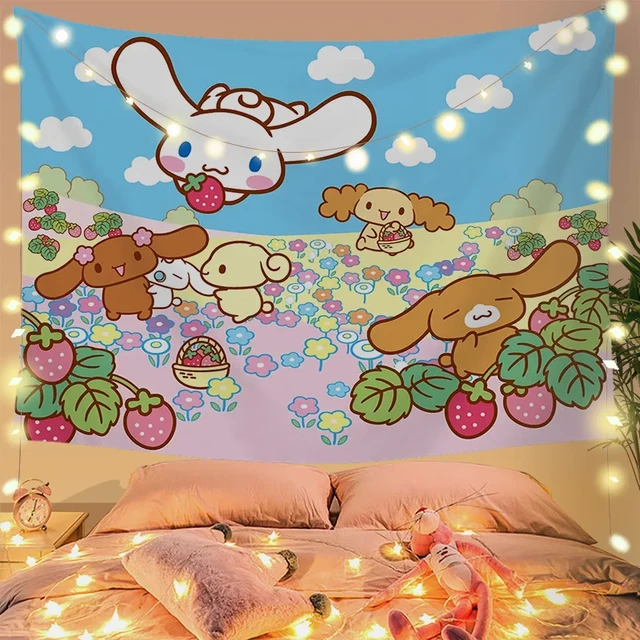 90-200cm Japanese Anime Tapestry Wall Hanging Room Decor Kawaii Sanrio  Cinnamoroll Cloth Tapestry Bedroom Background Decoration - AliExpress