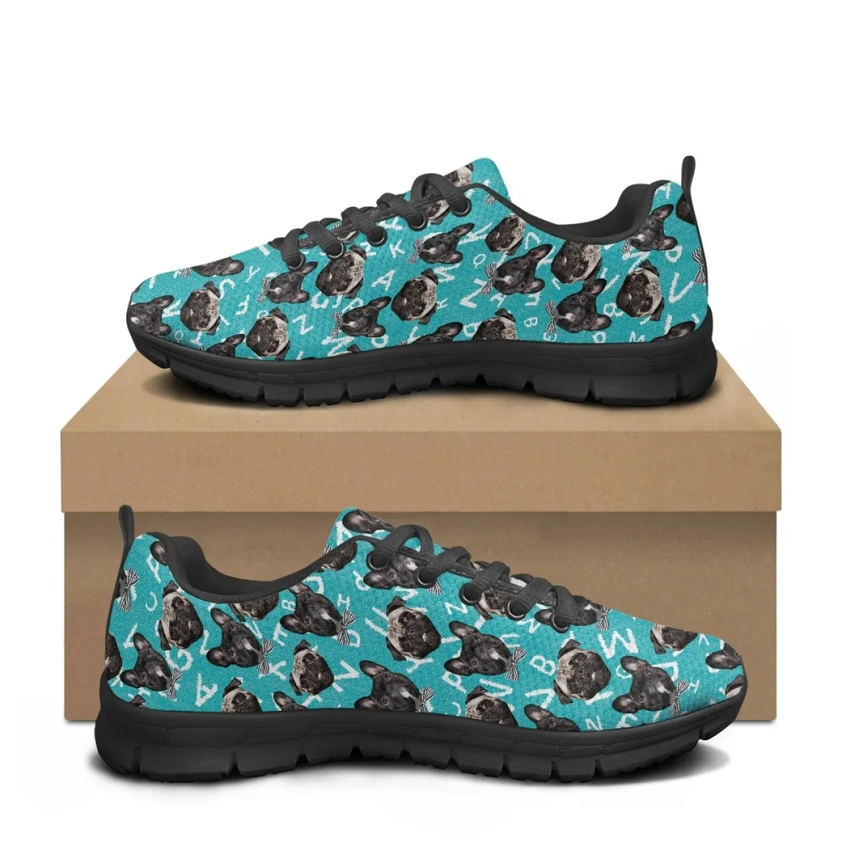 Kawaii Bullfighting Dog 3D Pattern Woman Sports Shoes Outdoor Ventilation Comfortable Walking Flats Mesh Non-slip Footwear New