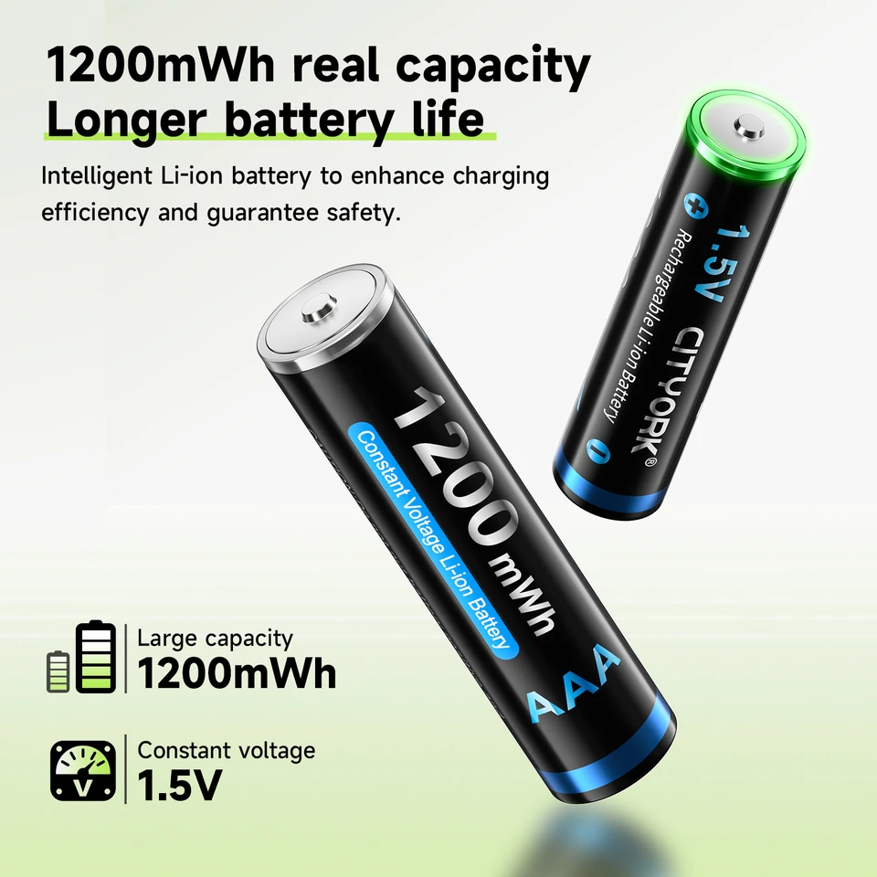 CITYORK AA 600mAh oplaadbare batterijen (16 stuks) en NI-MH AA & AAA