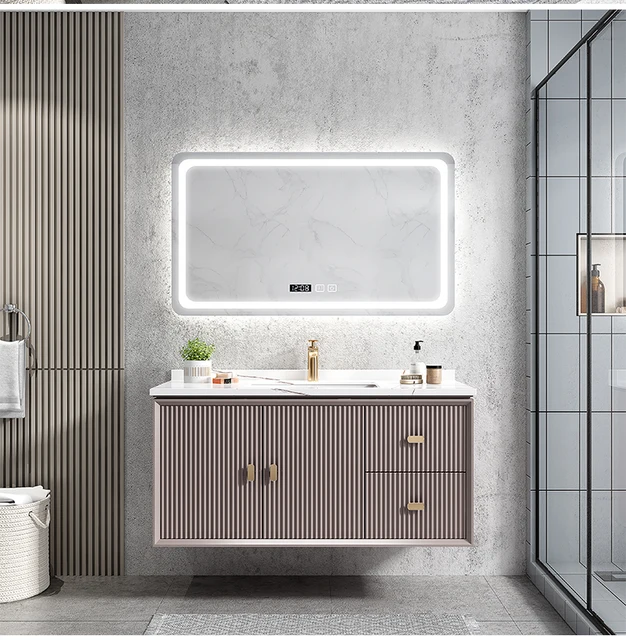 Lekkie luksusowe szafki łazienkowe połączenie nowoczesne meble łazienkowe  inteligentna umywalka ręczna szafka toaletowa szafka z lustrem - AliExpress