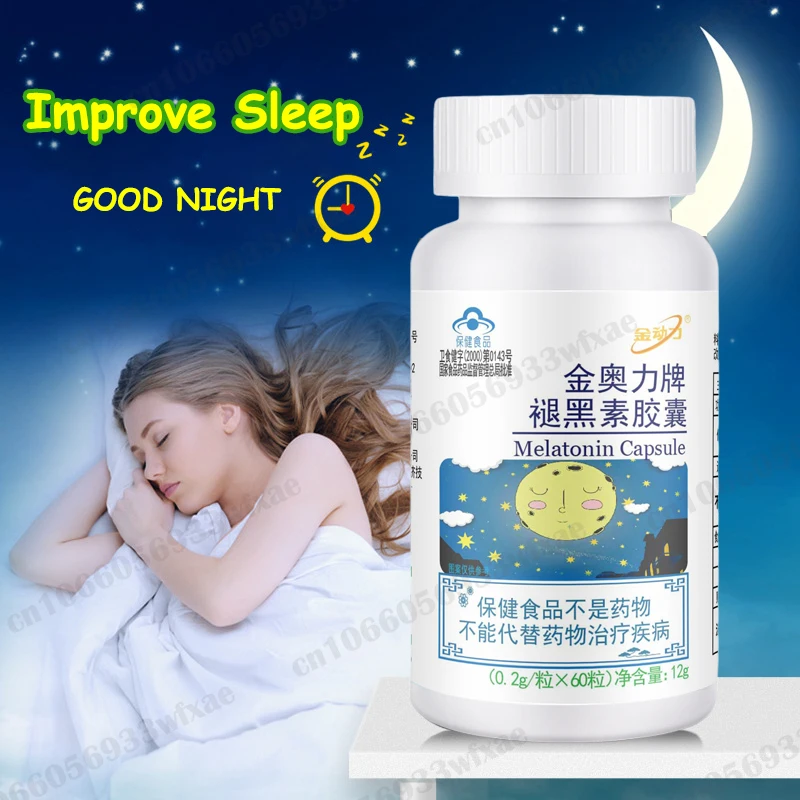 3mg Melatonin Capsules Vitamins B6 Sleep Aid Relieve Insomnia Improve