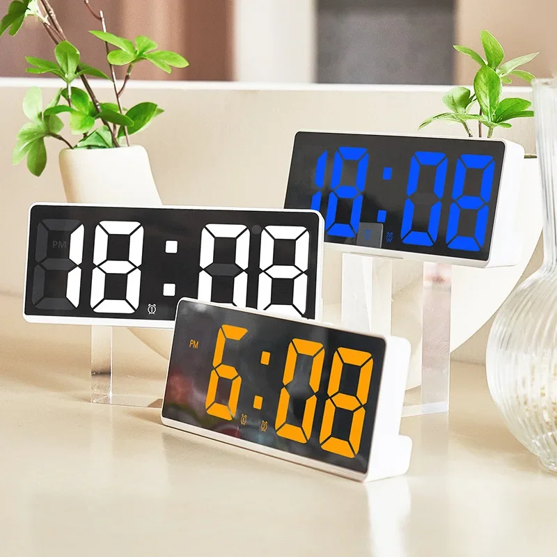 Digitaler Wecker Snooze Elektronische LED-Uhr 4 Anzeigemodi 12/24 Stunden  Tischuhr für Living R