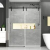 Shower Door 60" W x 76" H Frameless Sliding Shower Door,Frameless Shower Door with Sealing Strip and Waterproof Handle 3
