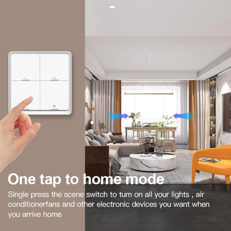 Smart Switch Tuya 4 Gang ZigBee Wireless 12 Scenario Smart Switch Push Button Controller Automation APP Control Keyboard Scene Sticker Panel