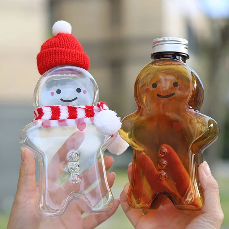 

Cute Gingerbread Man Drinking Cup Portable Shaker Drink Bottle Kitchen Milk Tea Water Bottle Home Couple Christmas Bottle Gifts