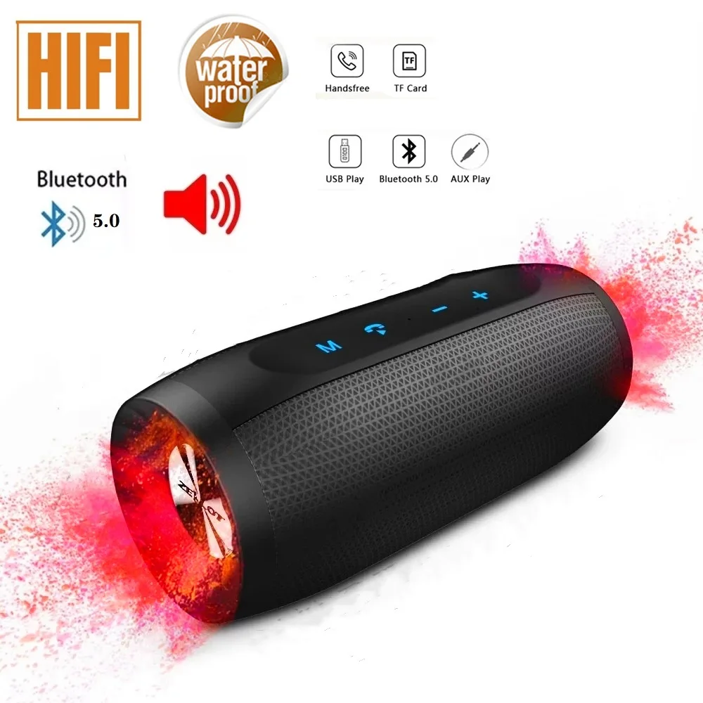 Portable Bluetooth Speaker Wireless Outdoor Waterproof Column Bass