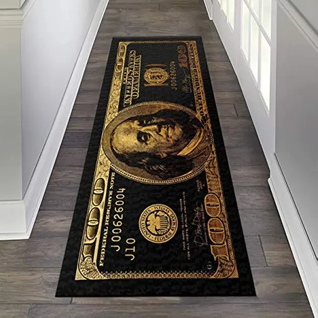 Black Gold 100 Dollar Bill Money Rugs: A Luxurious Addition to Any Room