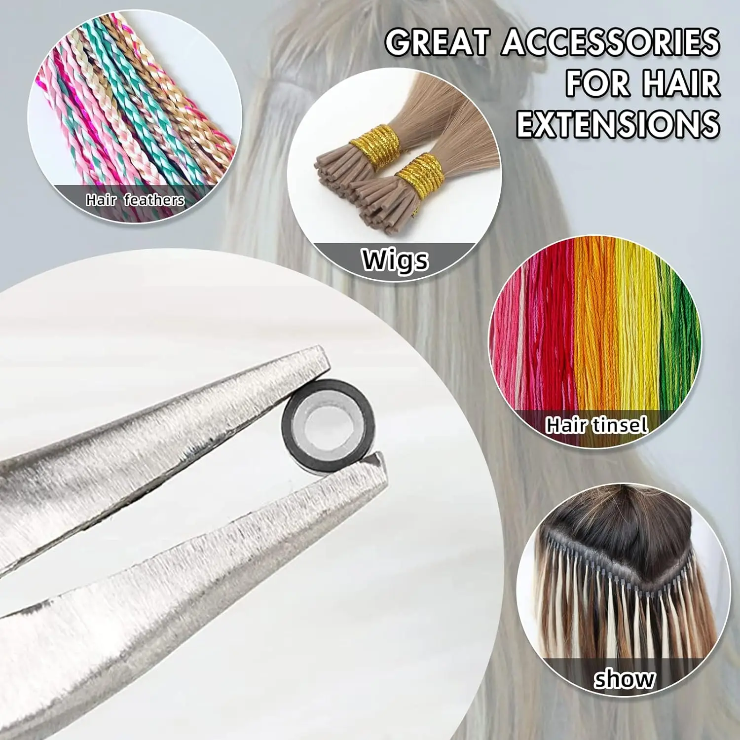 Silicone Lined Micro Rings Links Beads for I Tip Human Hair Extensions Tools 500pcs/1000pcs