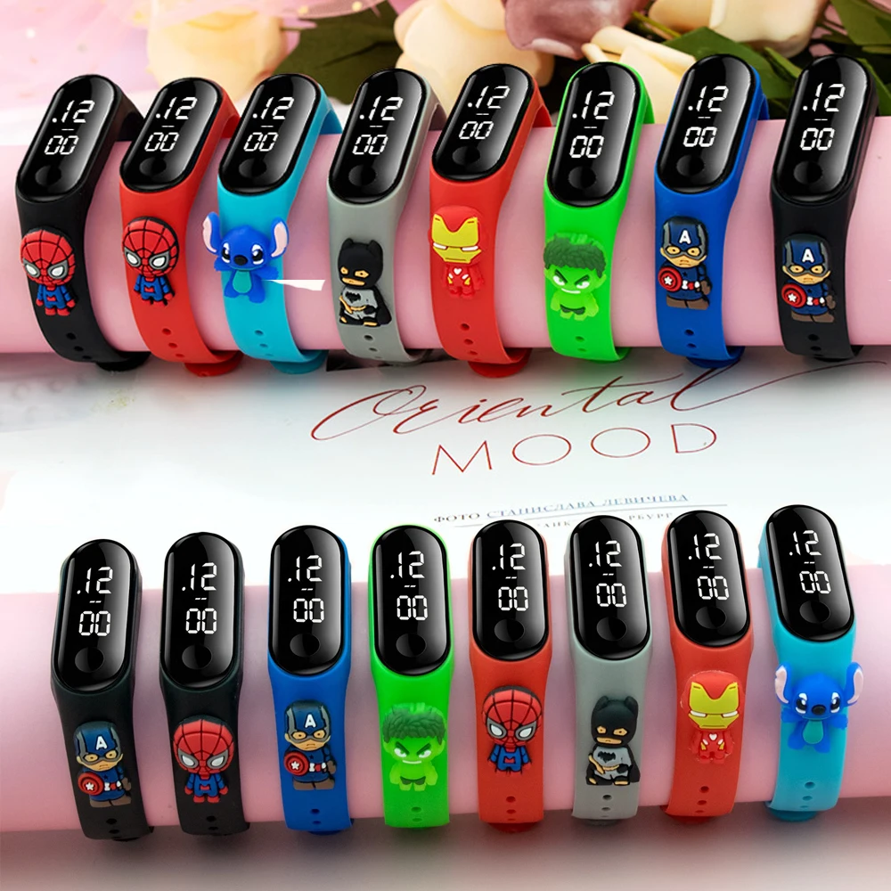 Disney Watch Princess Frozen Elsa Anna Spiderman Iron Man Mickey Minnie Mouse Stitch Winnie The Pooh Led Watch Giocattoli Per Bambini