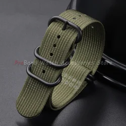 Stylish Ribbed Nylon Watch Strap with Multi - Color Ring Buckle - Unisex Replacement Bracelet Accessory - 22mm (Green - Black)