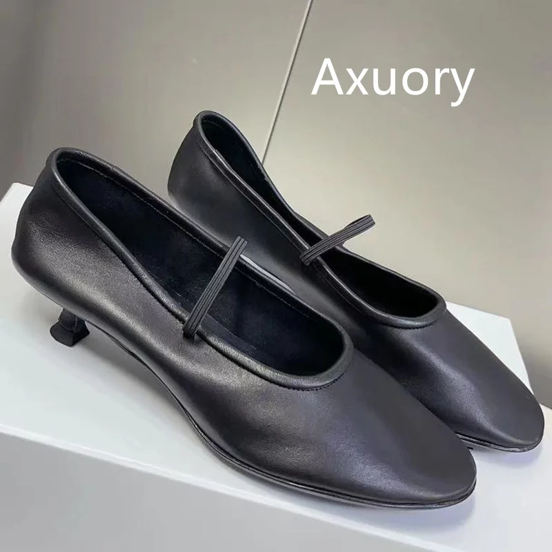 2023 Women's Flat Shoes Round toe Solid Color Genuine Leather Simple Style High Quality Cuff Casual Shoes