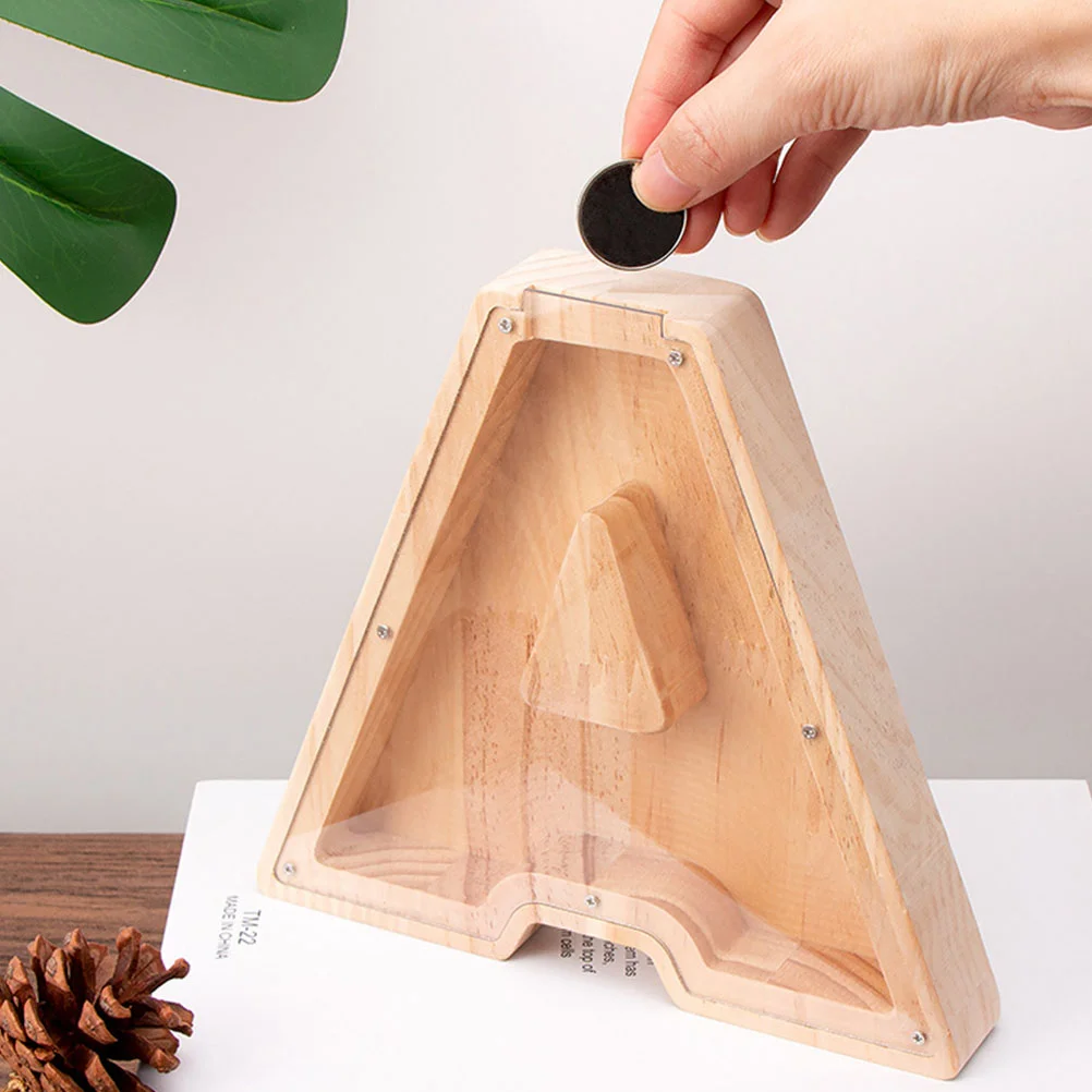 Piggy Bank Decorative Money Pot Saving Kids Letter Shape Girls Wood Container Adornment 5