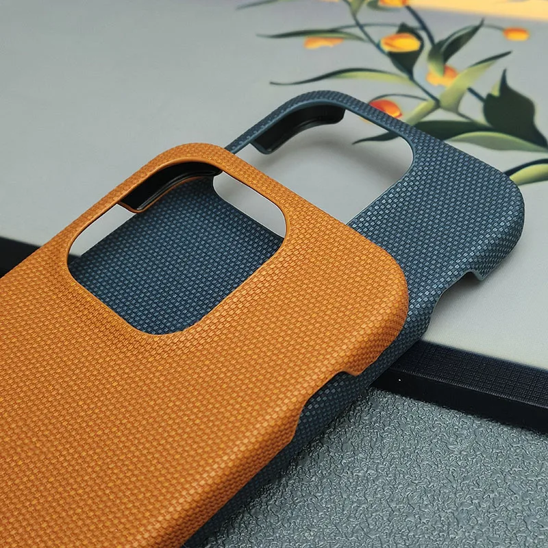 Luxury Matte Cotton Linen Leather Phone Case - Color Contrast Protective Cover