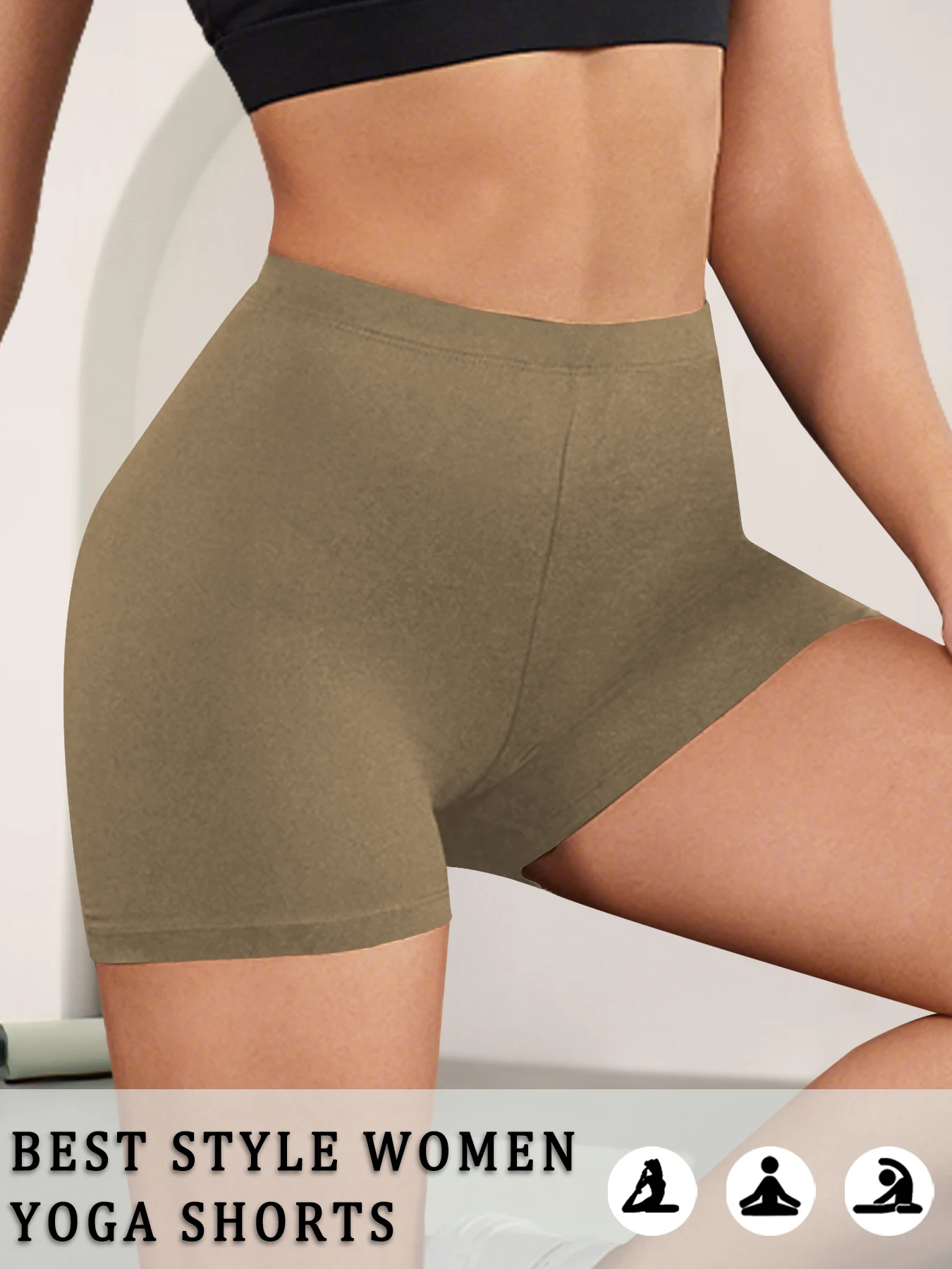 Damen High-Elastic Biker Shorts, Superweiche, wasserabweisende Yoga-, Lauf-, Rad-, Workout-, Fitness- und Activewear-Tights – Detail 9