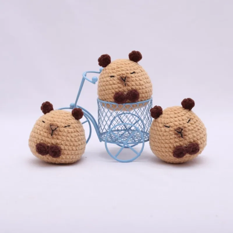 Cute Kapibala Doll Crochet Keyrings Handmaking Knitting Rabbit Keychains Creative Cartoon Pig With Carrot Car Keys Keyrings New