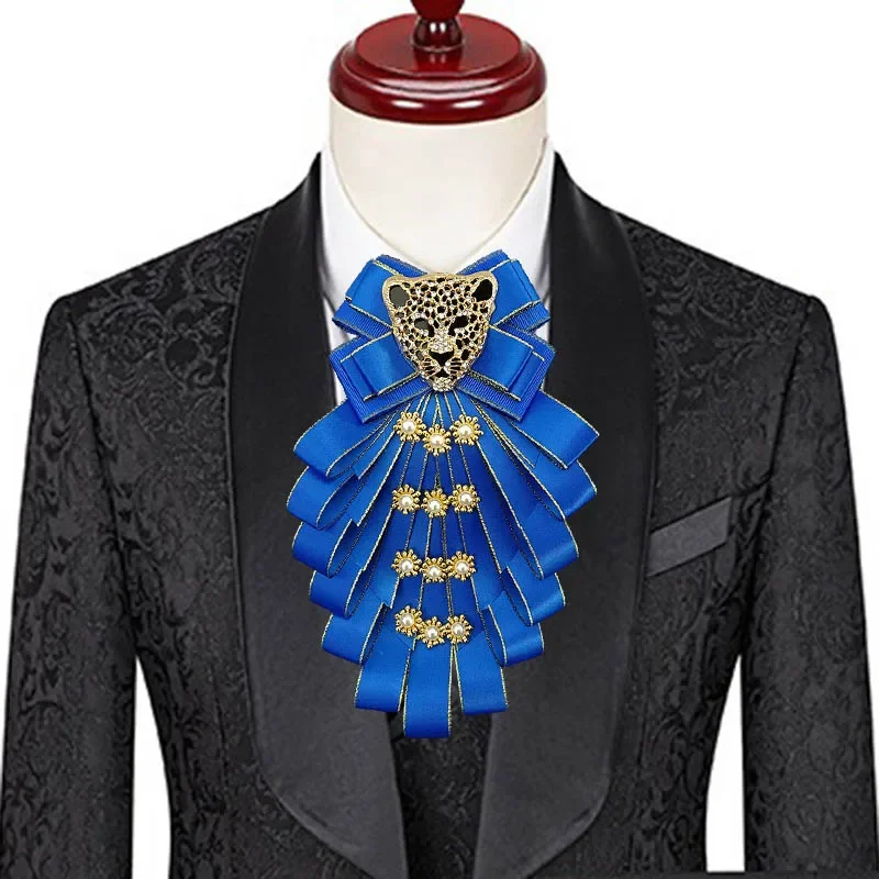 Bow Tie Men's Bow Tie Original Design Rhinestone Leopard Head Brooch Handmade Jewelry Gifts for Men Women High-end Wedding Collar Flower