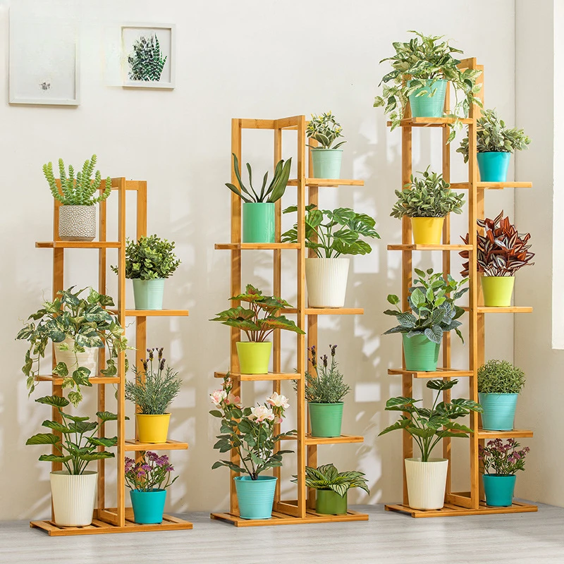 Bamboo Plant Stand Rack, Multiple Flower Pot Holder, Indoor and Outdoor Planter Display, Shelving Unit for Patio, 5 Tier, 6 Tier planter stand metal round potted plant stands flower pot planter iron rack for plant display indoor outdoor patio living room