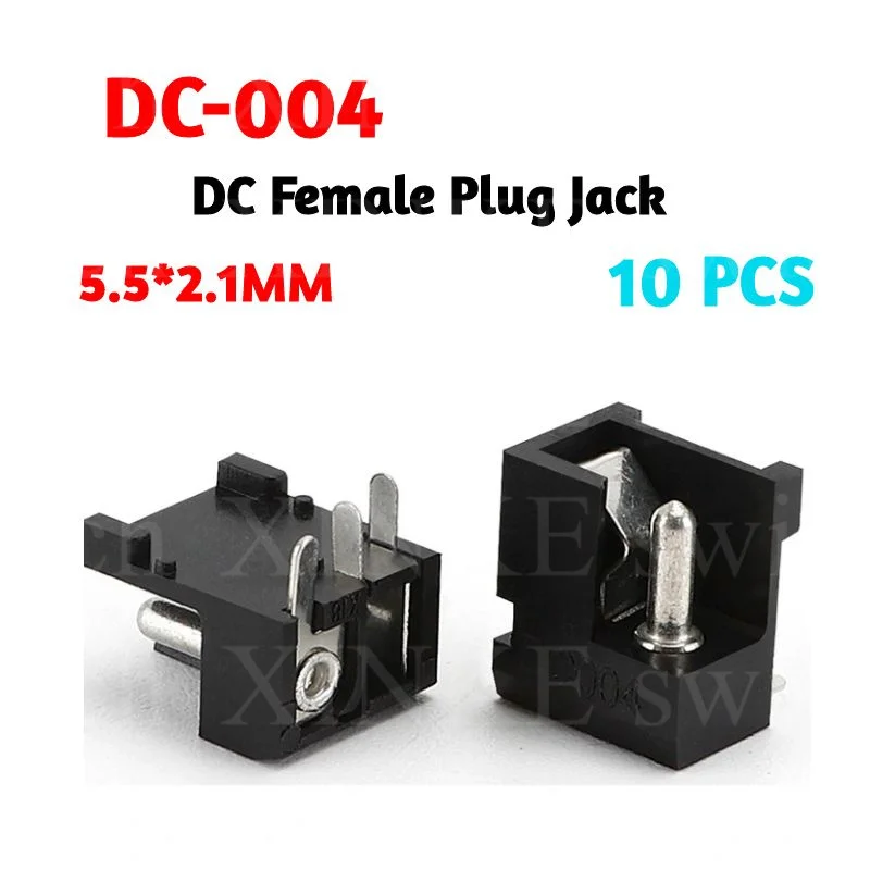 

10Pcs DC Power Socket 5.5 * 2.1 mm 3Pin The Power Seat DC-004 DIP The DC Connector The Power Supply Female Head