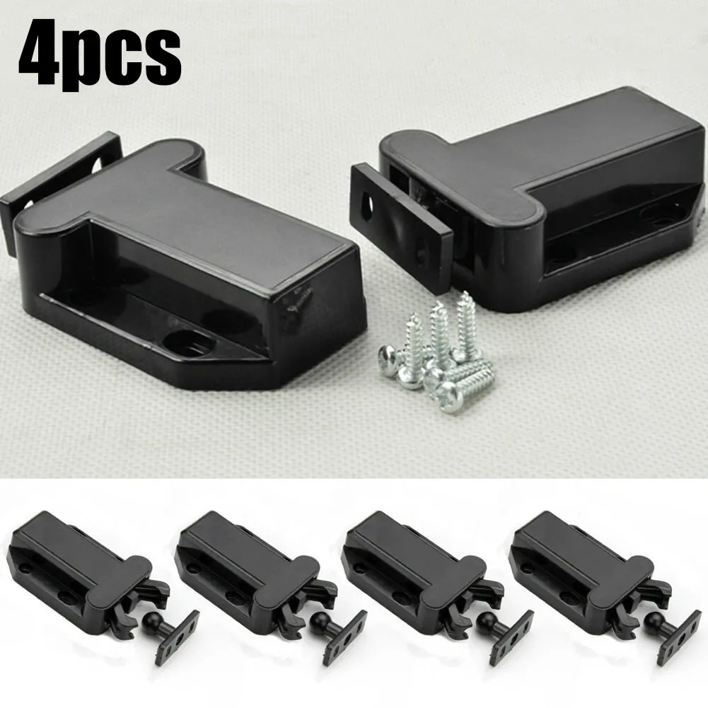 High Quality Catch Latch Push To Open Release 4pcs ABS Beetles Drawer Black Cabinet Latch Catch Touch Cupboard Doors images - 6