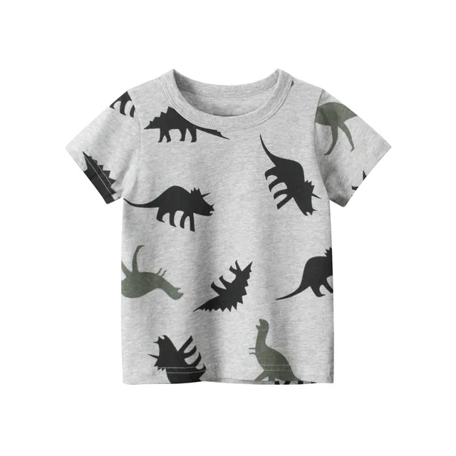 2022 Summer Boys T Shirt Cartoon Dinosaur Baby T-shirts Short Sleeves Full Print Children Clothing Cotton Kids Clothes Tee Tops C