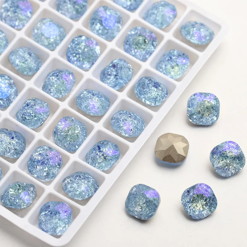 10Pcs 포인트 하단 네일 아트 스파클 블루 라인 석 Quallty 유리 3D 네일 아트 네일 DIY 공예에 대 한 멀티 모양 매력 쥬얼리