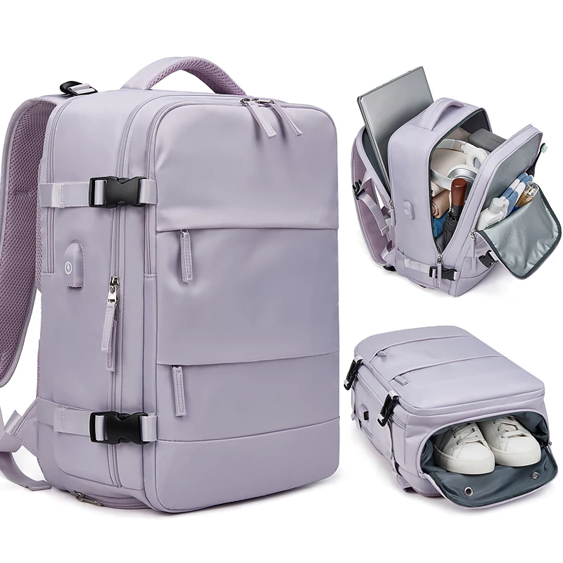 

Women Laptop Backpack 15.6inch Teenage girl USB charging school Backpack Independent Shoe bag travel Backpack