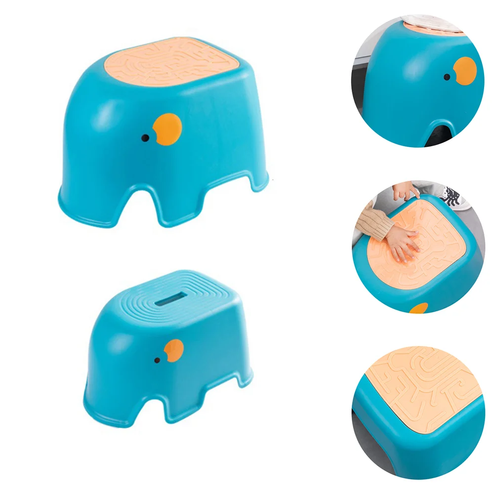 2 Pcs Footstool Practical Step Non-slip Cartoon Pp Friction Blue Changing Shoes