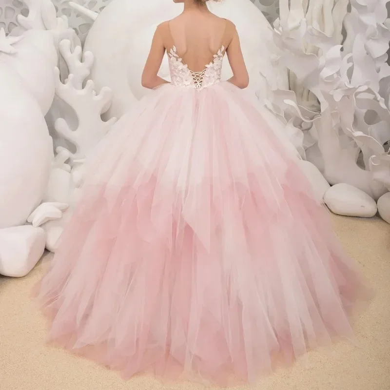 

Милое Платье для девочки с цветочным принтом Пышное Платье без рукавов с аппликацией для маленькой принцессы на свадьбу принцессы на день рождения детское платье для первого причастия