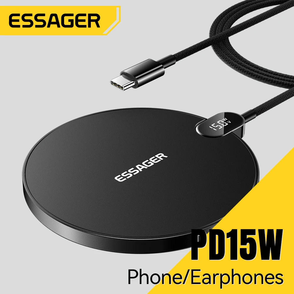 15W Wireless Charger LED Digital Display Fast Wireless Charging Pad For iPhone 16 15 14 Pro Max Samsung 23 Xiaomi Huawei