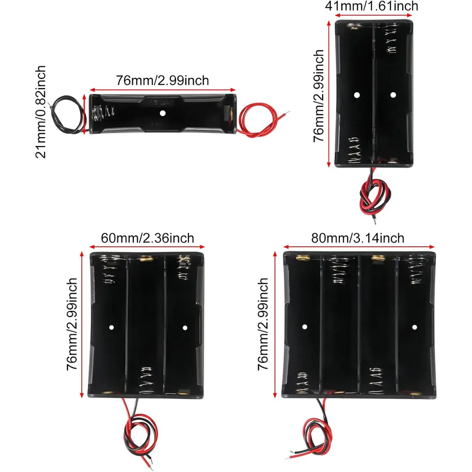 3pcs 18650 Battery Holder with Wire 3.7V,7.4V, 11.1V, 14.8V 18650 Battery Holder Box for Battery storage charging image 5