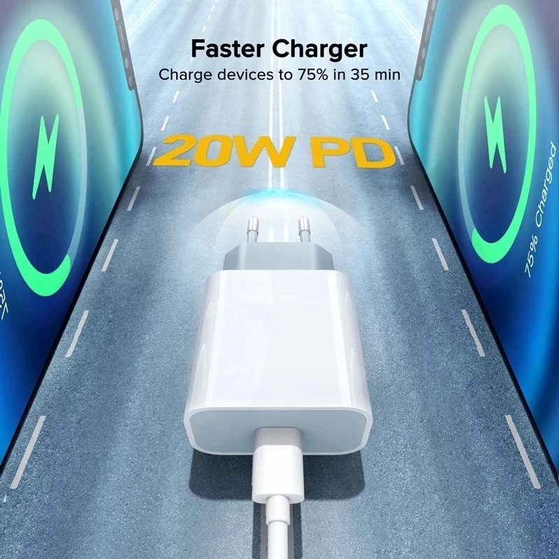 รูปสินค้า สายชาร์จ PD 20W พร้อมปลั๊ก EU สำหรับ iPhone & iPad