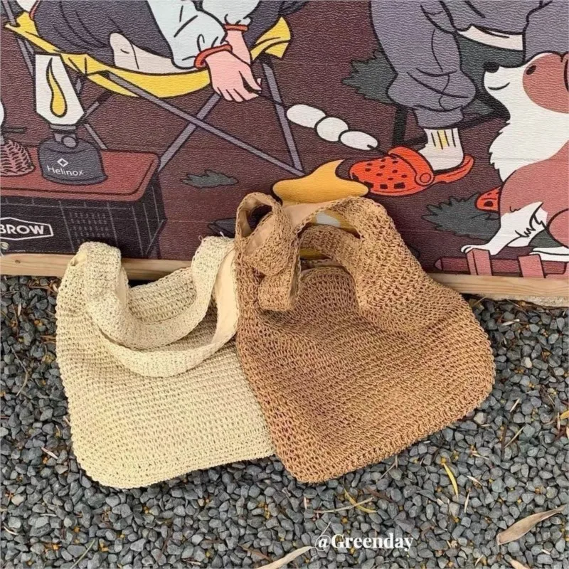 JIAERDI Beach Vacation Woven Shoulder Bags Purse Women Summer Large Capacity Tote Bag Female Holiday Harajuku Straw Handbag 2025