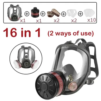 Respiratore chimico di sopravvivenza con maschera antigas a pieno facciale con filtro da 40 mm Respiratore integrale a carbone attivo per protezione di sicurezza