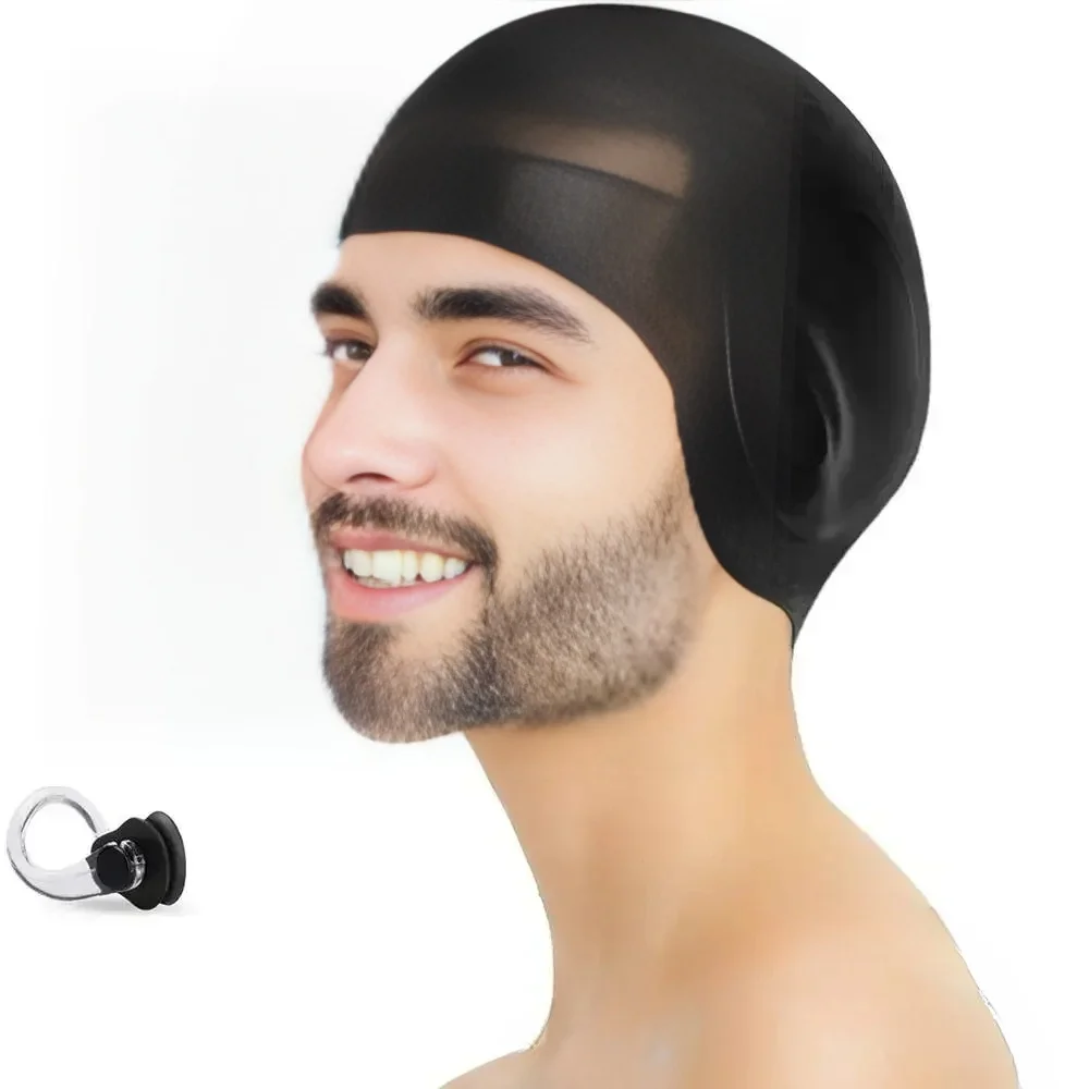 Swimming Cap Silicone Men Ladies Waterproof Cover Ear  Protection 3D Durable Moisture Resistant   Rubber