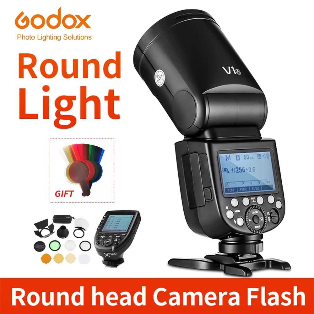 Godox Flash tipo cobra con batería de litio para cámara, luz para Canon